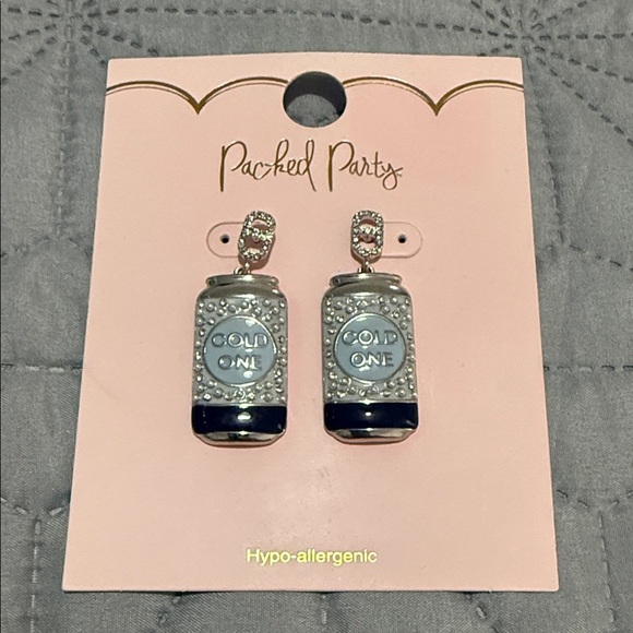 Packed Party Jewelry - Packed Party Silver and Blue Can Earrings
